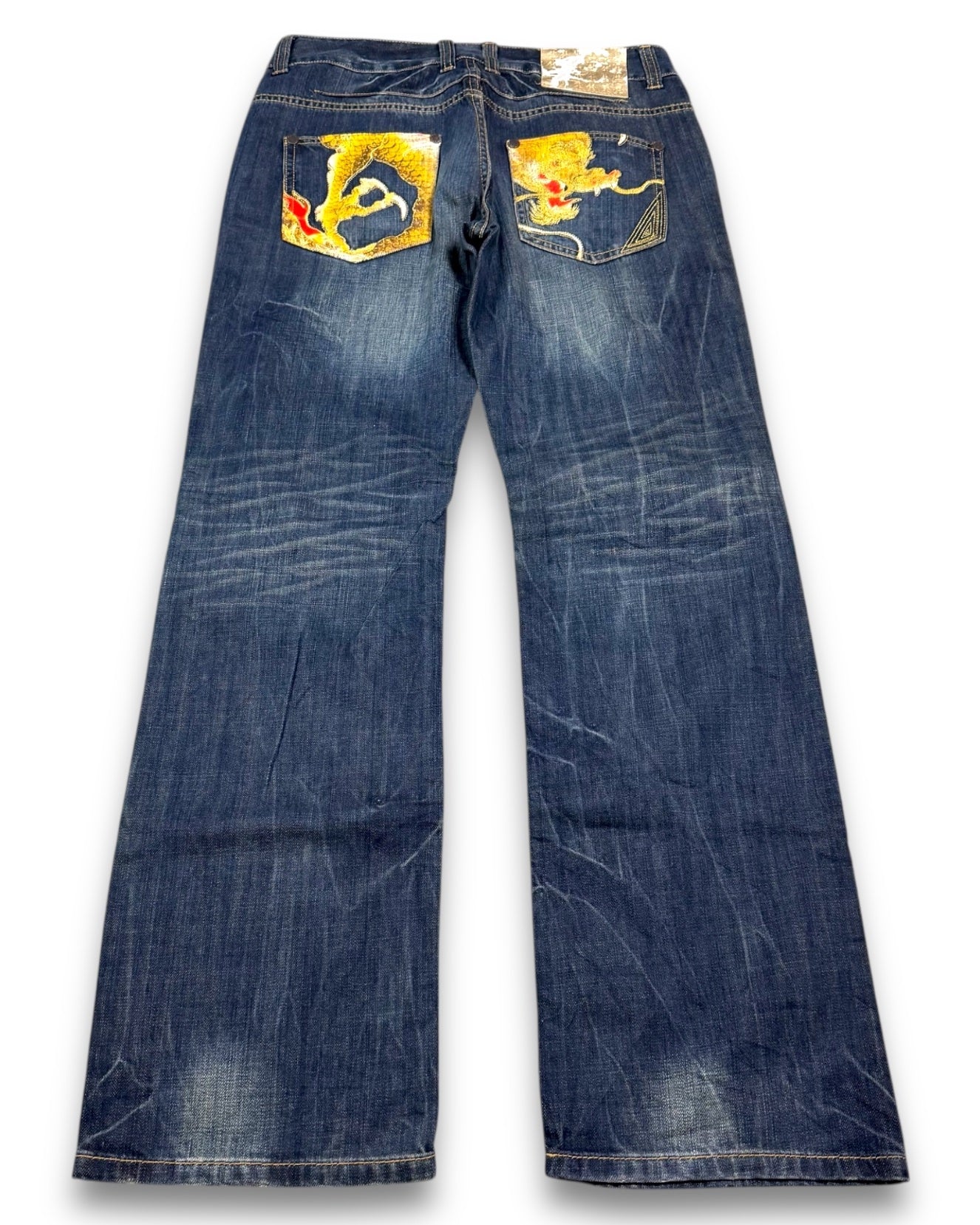 2000’s Big Train Japanese Dragon Archive Baggy/Straight Jeans *very rare 31x34