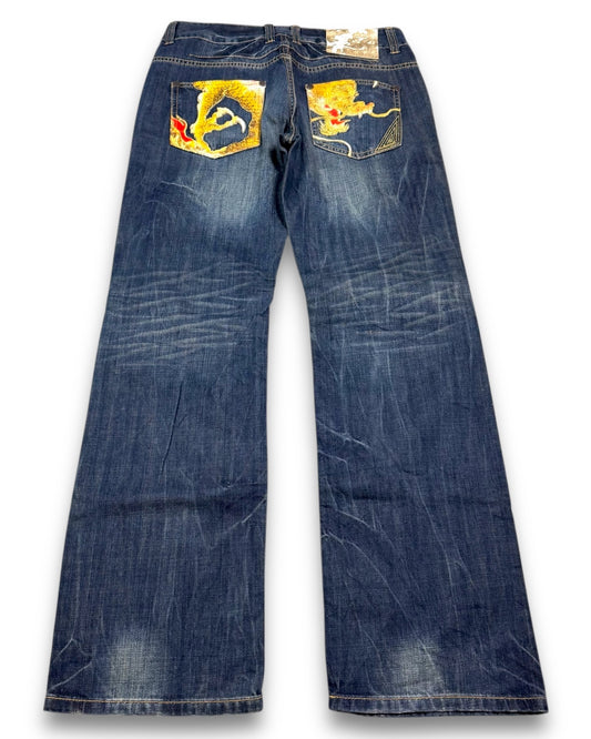 2000’s Big Train Japanese Dragon Archive Baggy/Straight Jeans *very rare 31x34