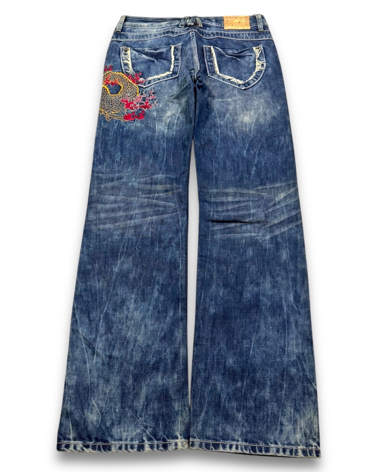 2000’s Japanese Archive Embroidered Straight Fit Jeans * very rare 30x30