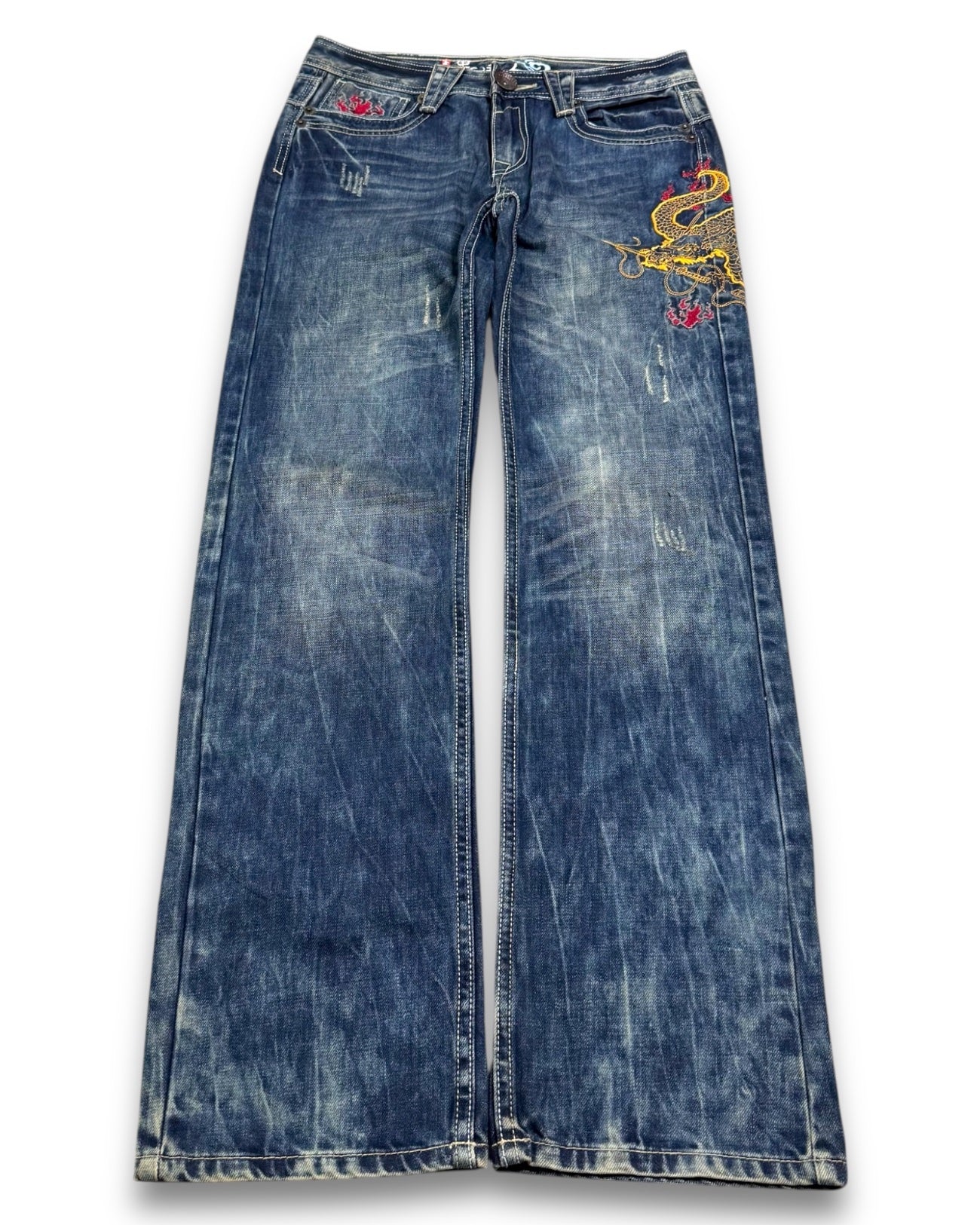 2000’s Japanese Archive Embroidered Straight Fit Jeans * very rare 30x30