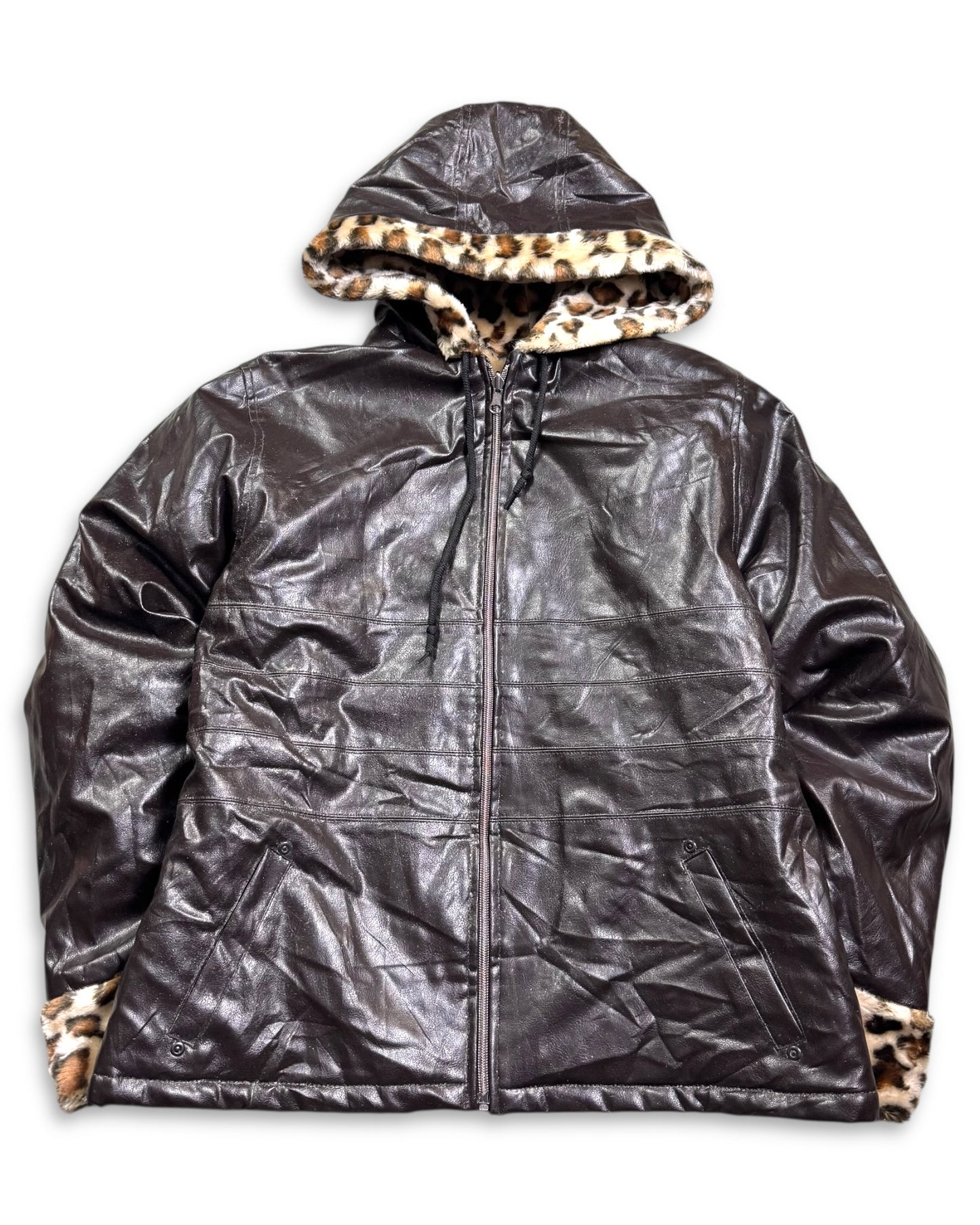 2000’s Leo Faux Fur Reversible 2in1 Jacket Women’s *rare (M)