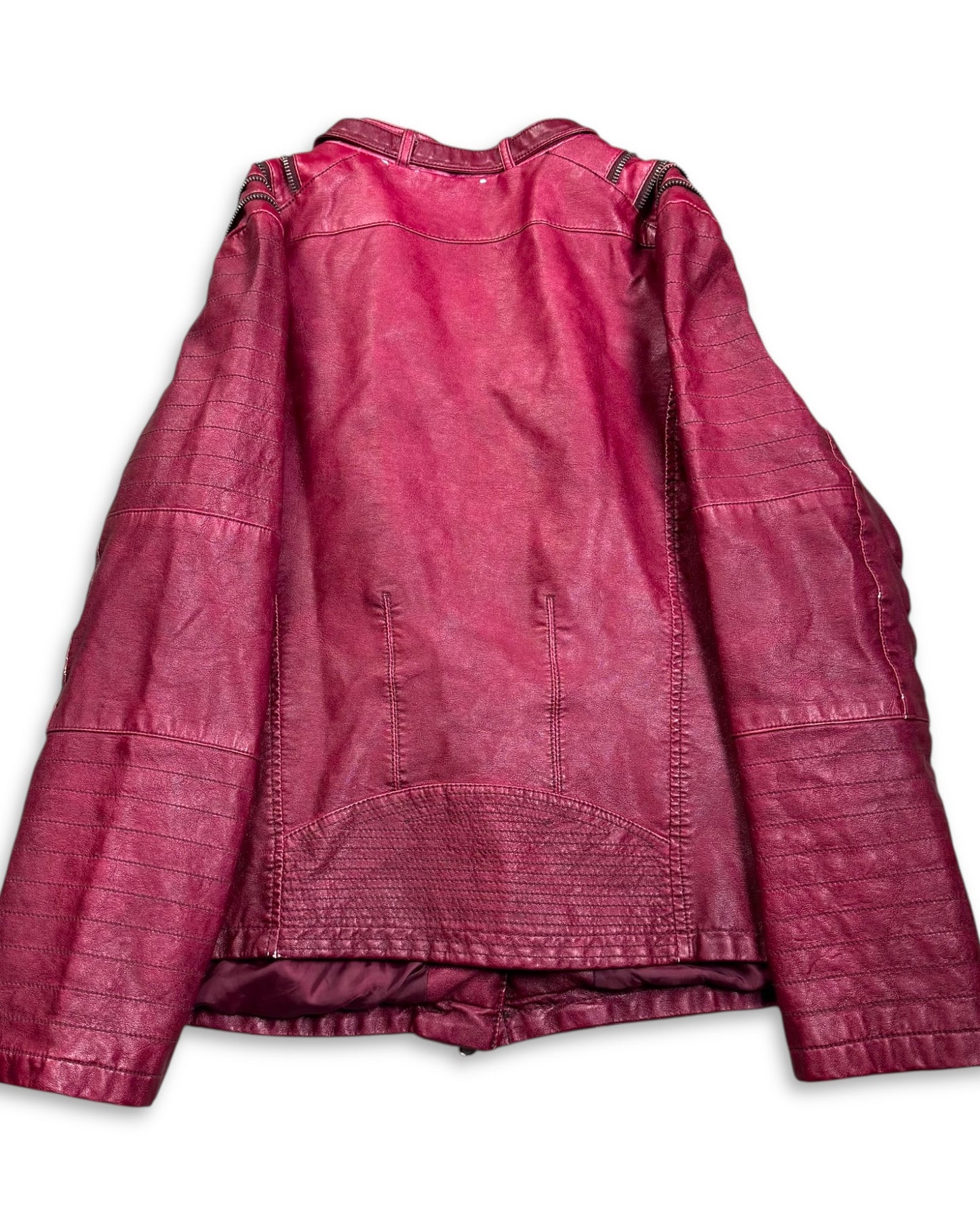 2000’s Frapp Bordeaux Red Vegan Leather Jacket Women’s *rare (L)