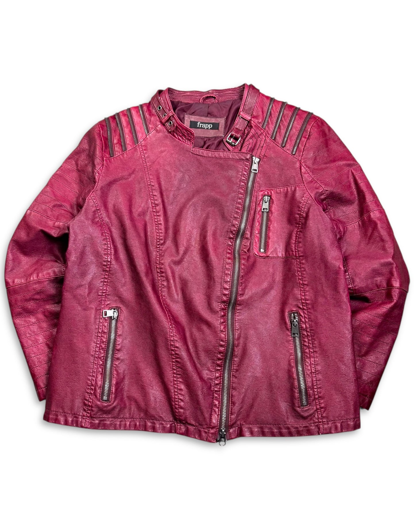 2000’s Frapp Bordeaux Red Vegan Leather Jacket Women’s *rare (L)