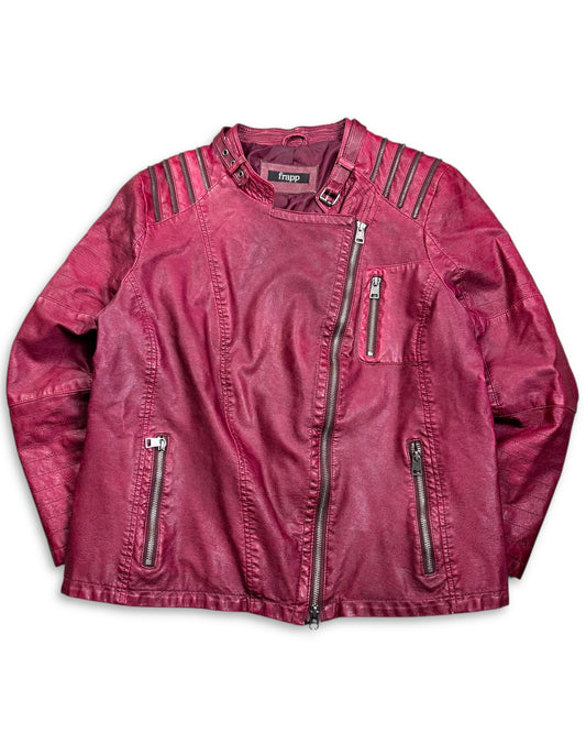 2000’s Frapp Bordeaux Red Vegan Leather Jacket Women’s *rare (L)