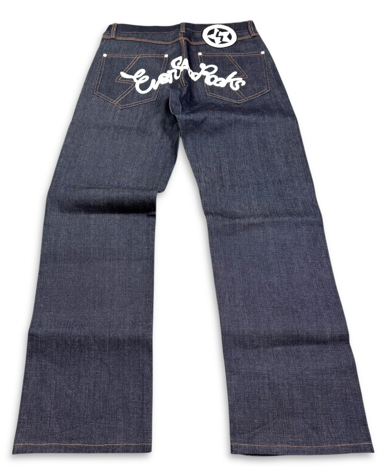2000's Even Rocks Stiff Baggy/Straight Jeans by Yukarin *rare 32x34