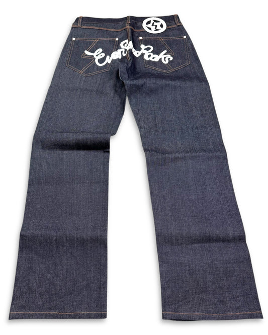 2000’s Even Rocks Stiff Baggy/Straight Jeans by Yukarin *rare 32x34
