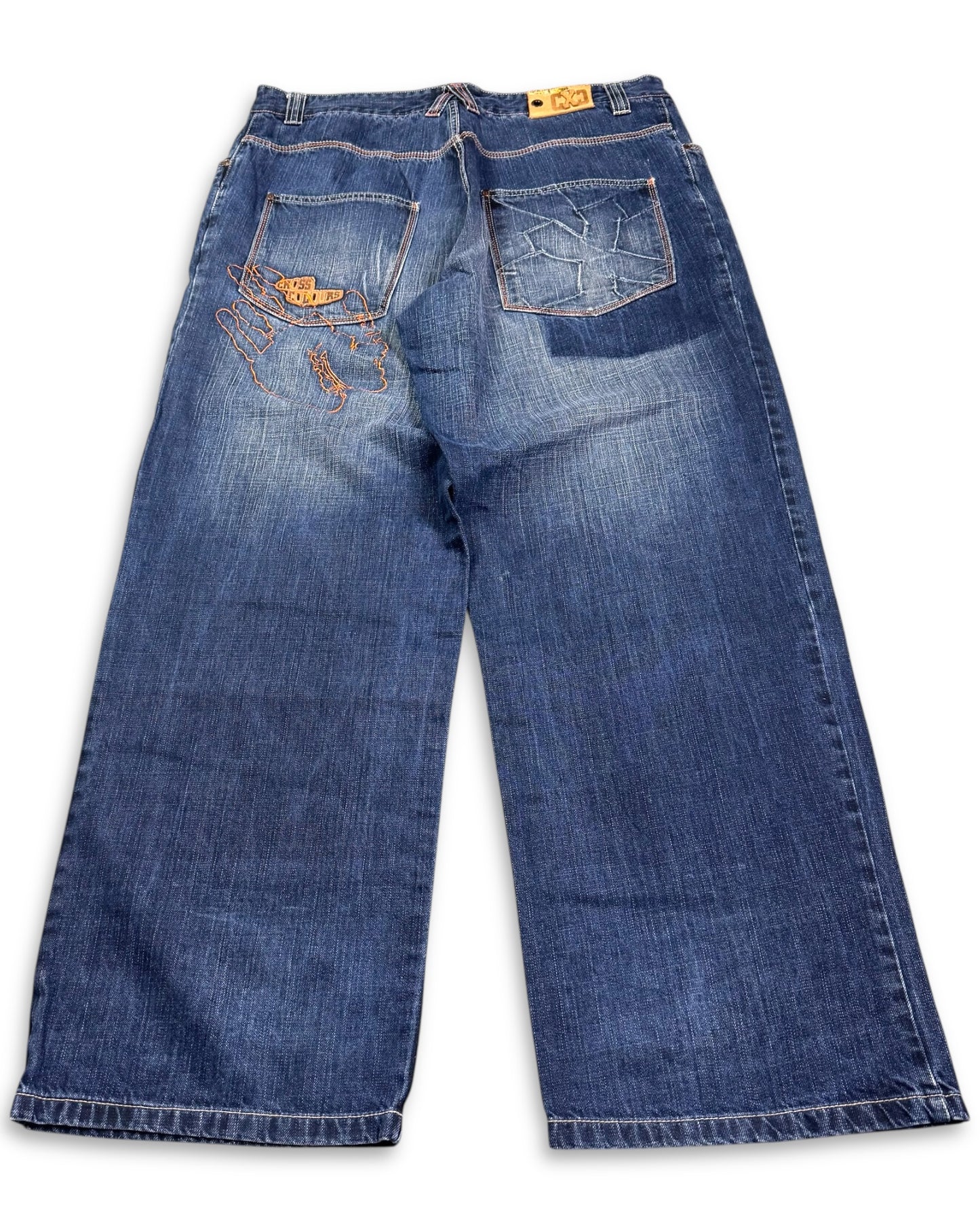 2000’s Cross Colours Hip Hop Heavy Denim Baggy Jeans *very rare 38x34