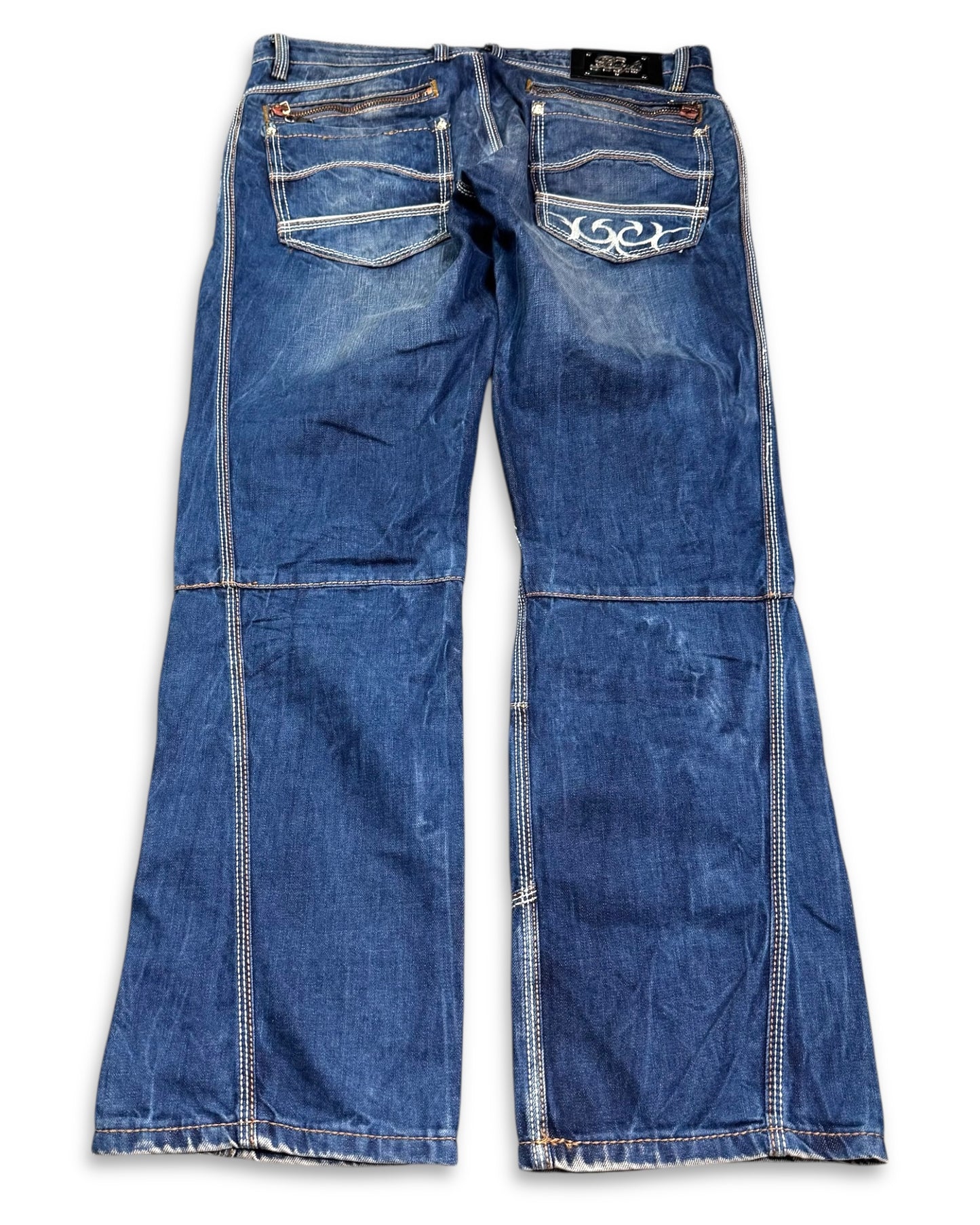 2000’s Bright Limited Edition Tribal Straight Jeans *rare 36x32