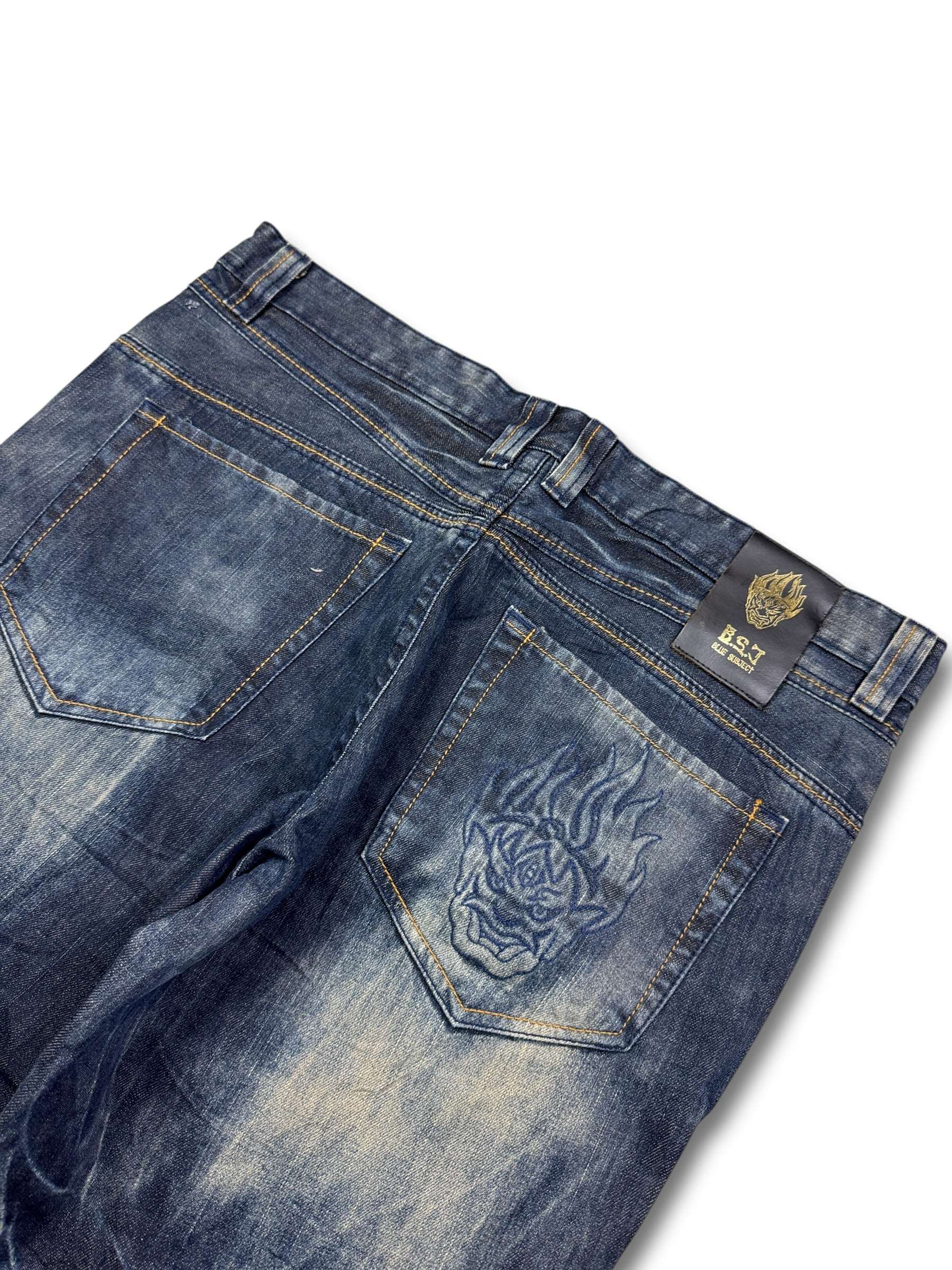 2000's Bsj Blue Subject Baggy Japanese Jeans *very rare 38x30 (XXL)