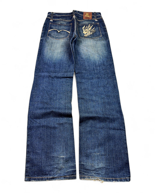 2000's Oniarai Japanese Straight/Baggy Jeans *rare 32x34 (M)