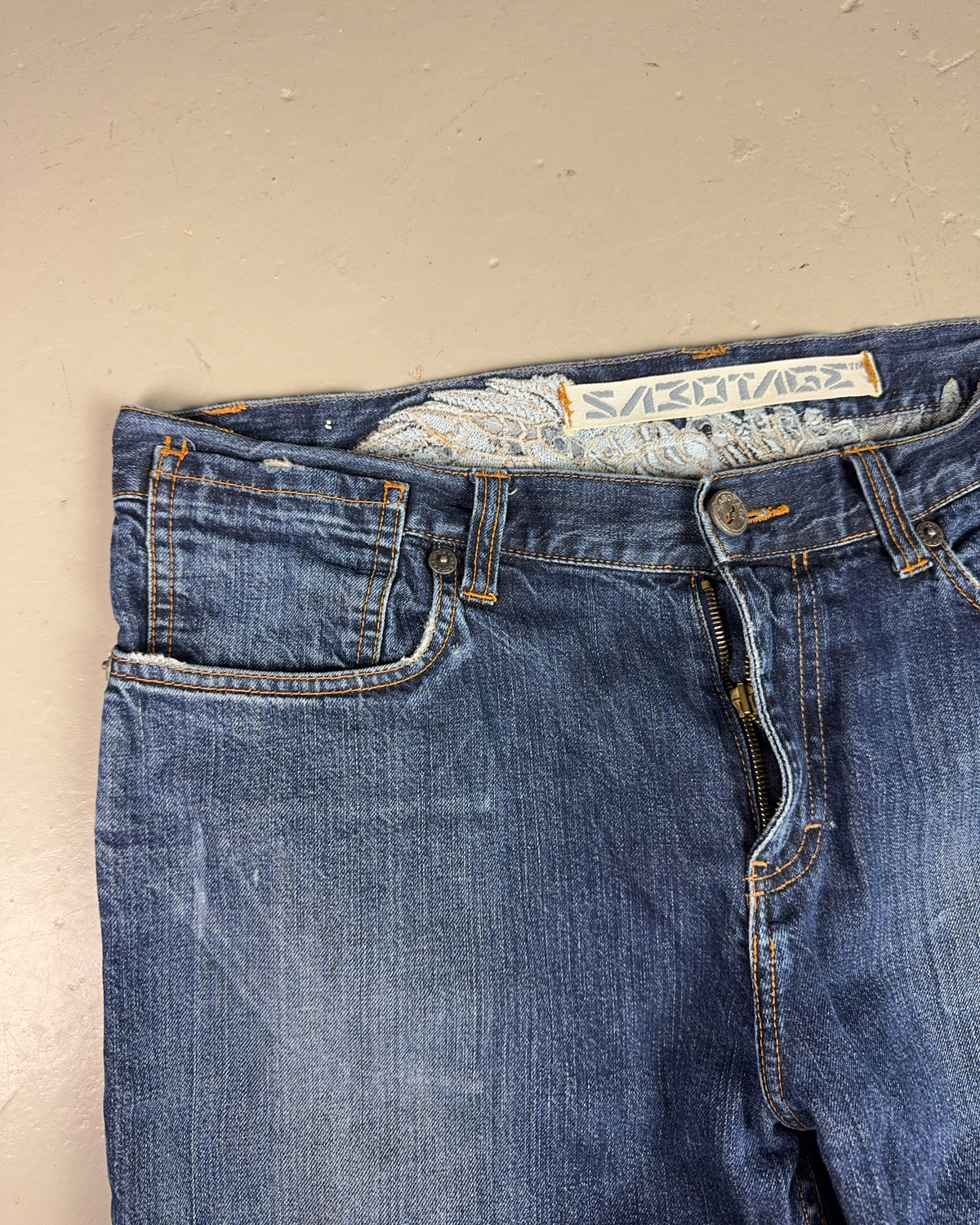 1990's Sabotage German Techno Baggy/Bootcut Jeans *extremely rare 36x34 (XL)
