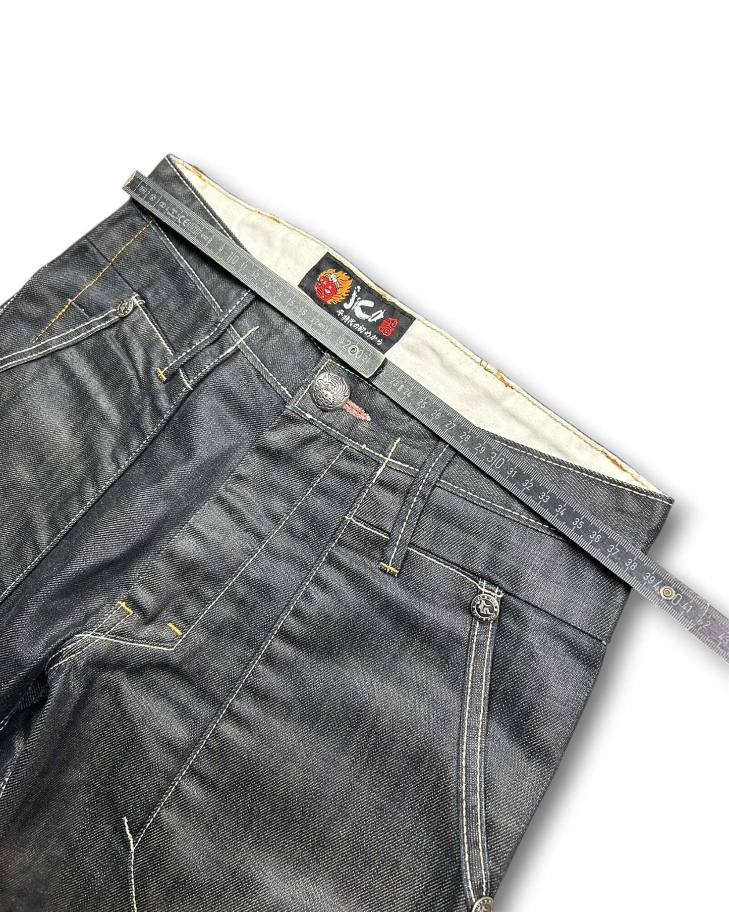 2000's Jizo Straight Japanese Archive Waxed Jeans *very rare 30x30 (M)