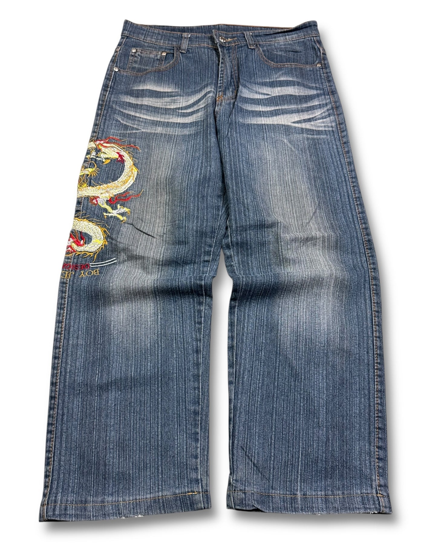 2000's Japanese Dragon Baggy Jeans * 30x28 (M)