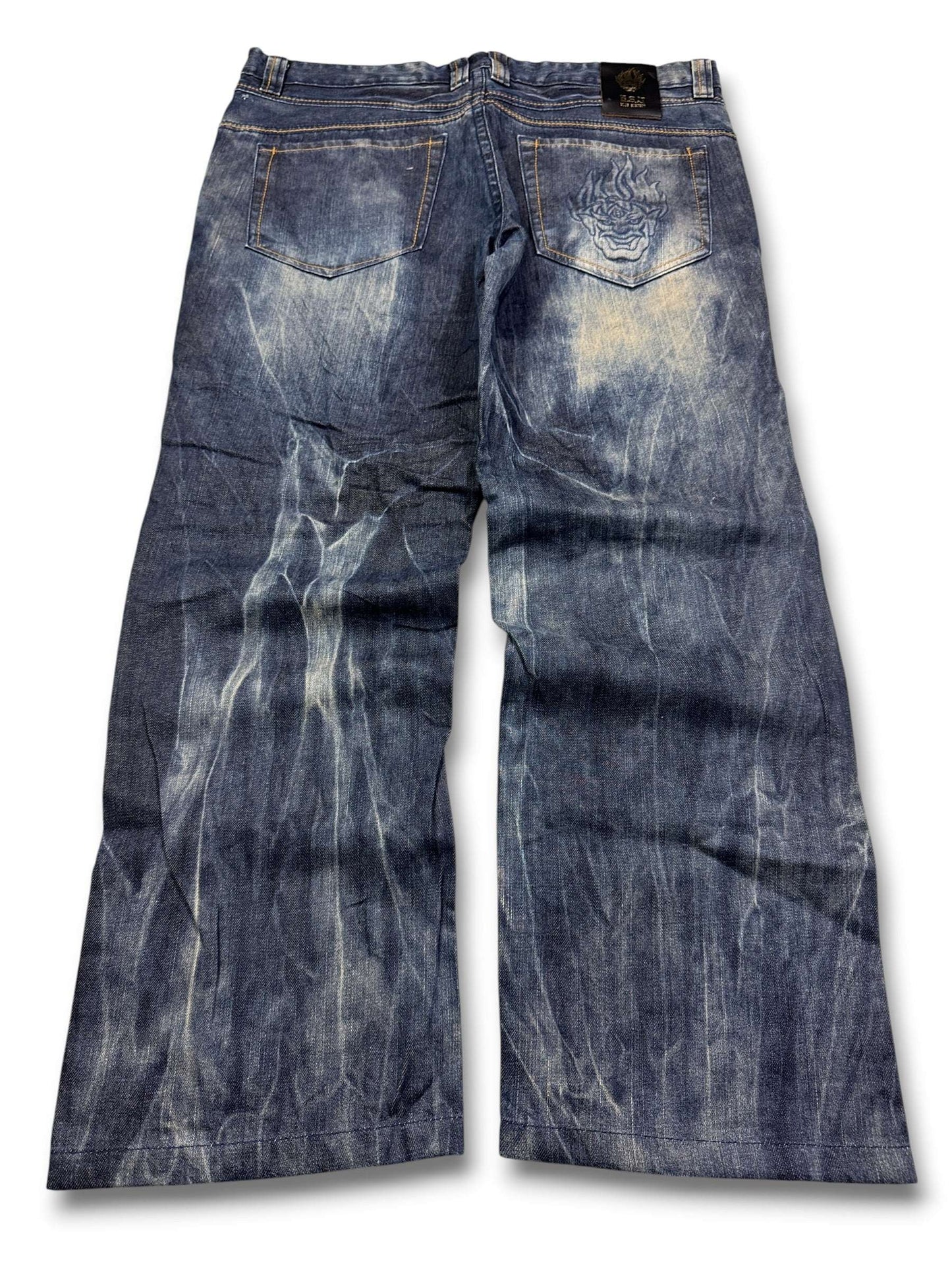 2000's Bsj Blue Subject Baggy Japanese Jeans *very rare 38x30 (XXL)