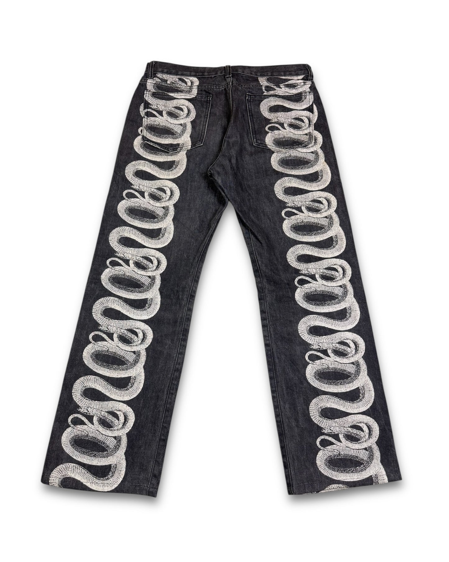 2000's Straight/Baggy Snake Design Jeans *rare 30x28 (M)