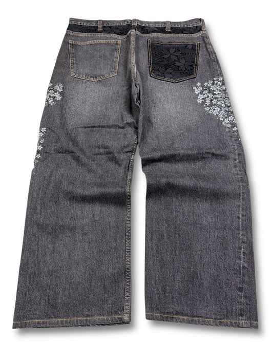 2000's Cherry Blossom Japanese Baggy Jeans * 40x28 (3XL)