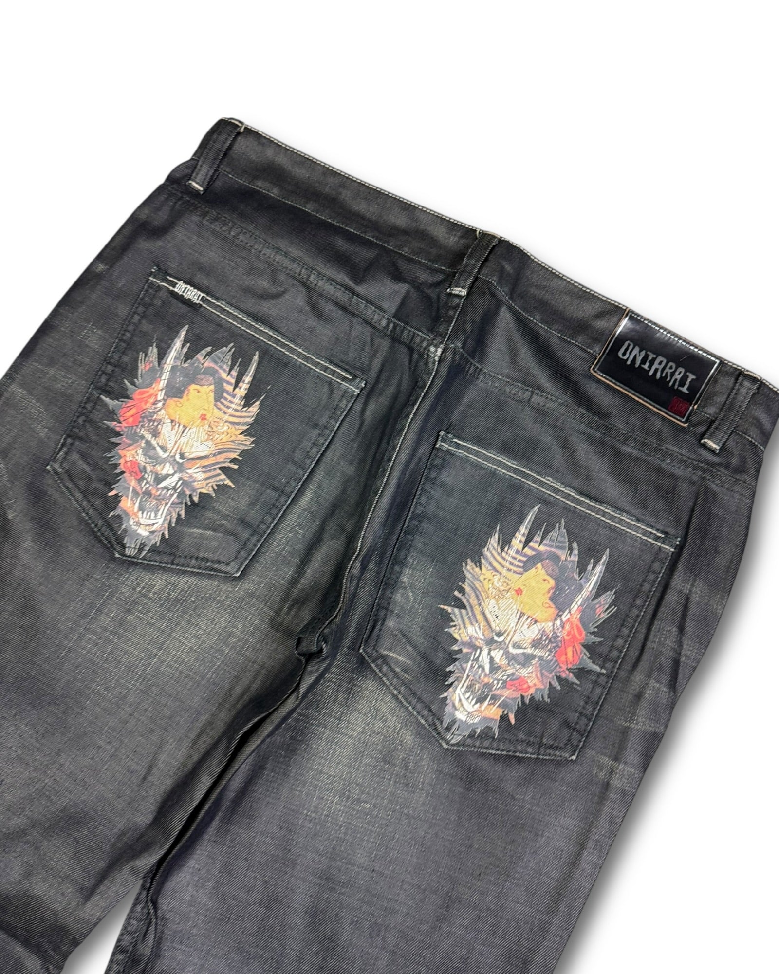 2000's Oniarai Straight/Baggy Japanese Waxed Jeans *very rare 38x30 (XXL)
