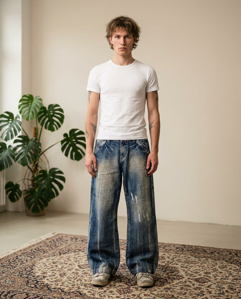 2000er Mr. Yahmoo Japanische Baggy Jeans *selten 34x30 (L)