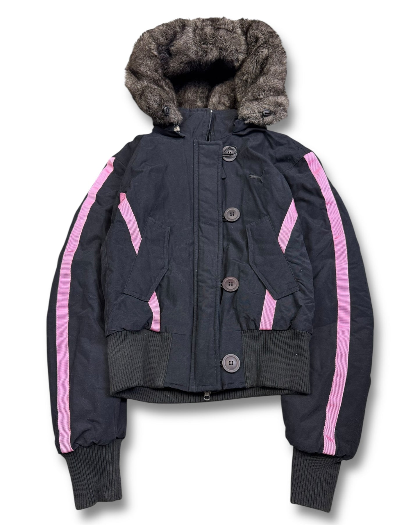 2000's Puma Faux Fur Cropped Fit Jacket Women's *very rare (S)