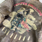 1980's Fighter Squadron Graphic Leather Bomber Jacket *extremely rare (L)