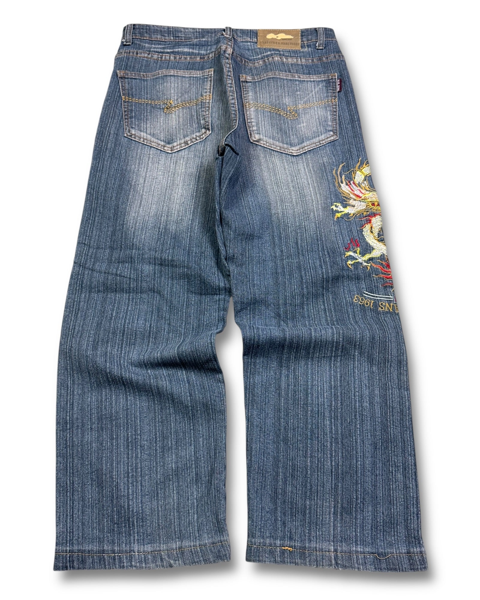2000's Japanese Dragon Baggy Jeans * 30x28 (M)