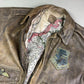 1980's Fighter Squadron Graphic Leather Bomber Jacket *extremely rare (L)