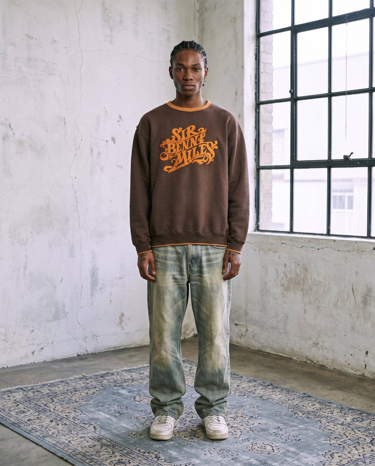 2000's Sir Benni Miles Hip Hop Sweater worn by a model