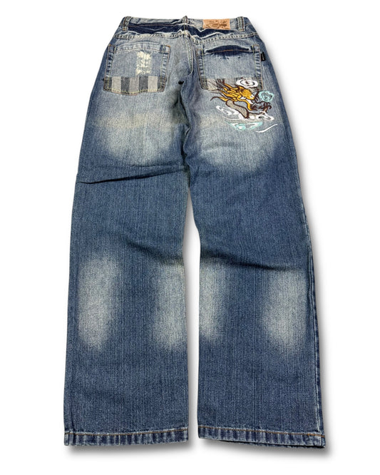 2000's Lucky Star Japanese Baggy Jeans *rare 29x32 (S)