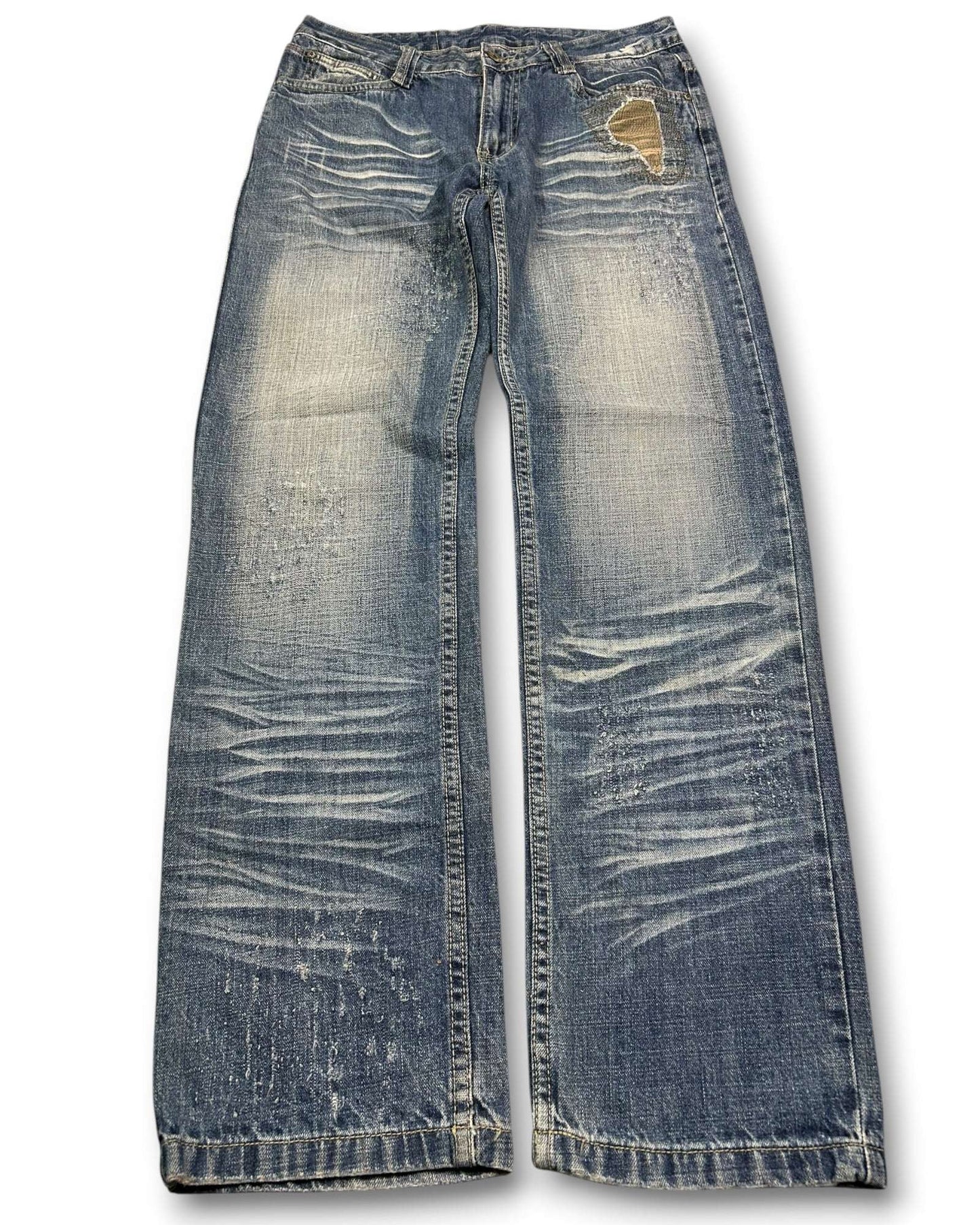 2000's Qilianshi Straight/Baggy Japanese Style Jeans *rare 32x32 (M)