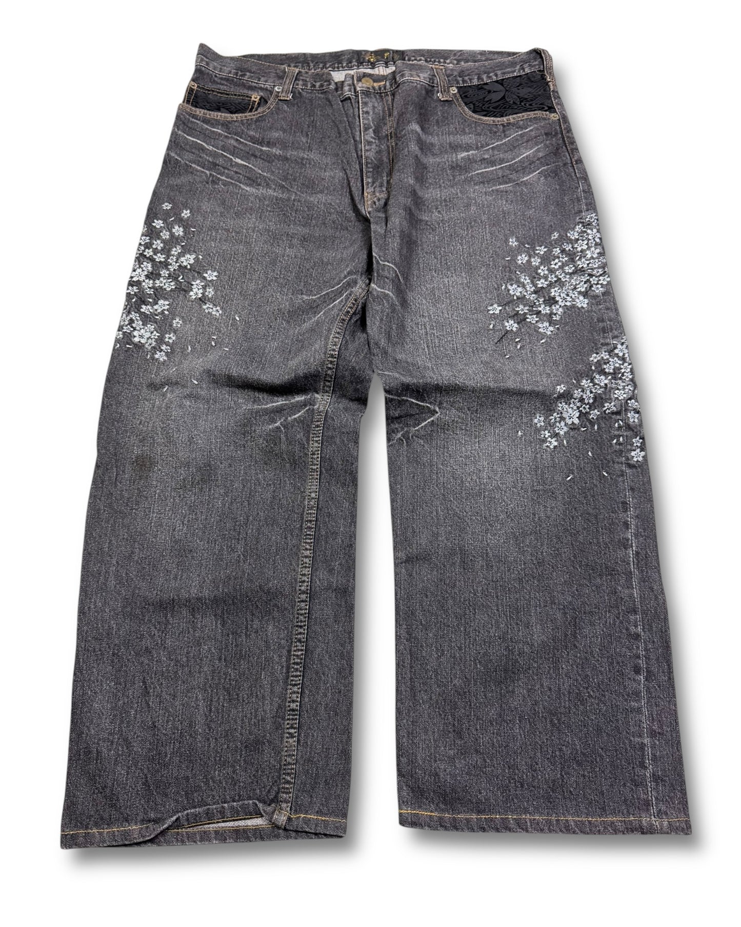 2000's Cherry Blossom Japanese Baggy Jeans * 40x28 (3XL)