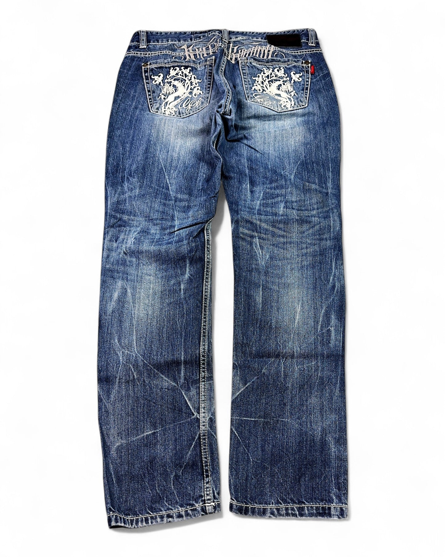 2000's Green Horse Japanese Slim/Straight Jeans *rare 33x30 (M)