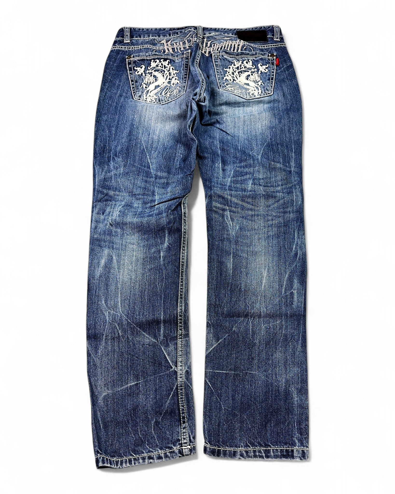 2000's Green Horse Japanese Slim/Straight Jeans *rare 33x30 (M)