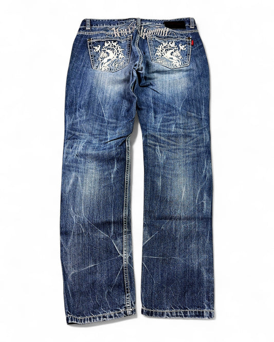 2000's Green Horse Japanese Slim/Straight Jeans *rare 33x30 (M)