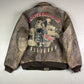 1980's Fighter Squadron Graphic Leather Bomber Jacket *extremely rare (L)