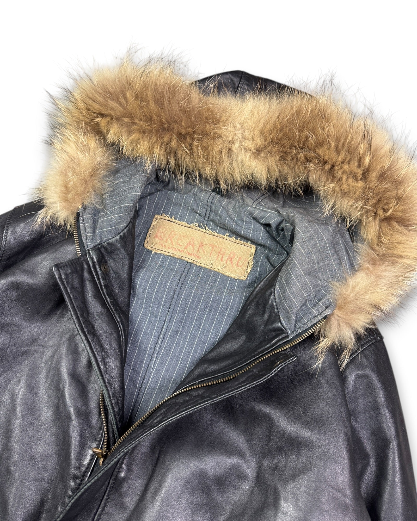2000's Break Through Leather Fur Jacket Women's *very rare (XL)
