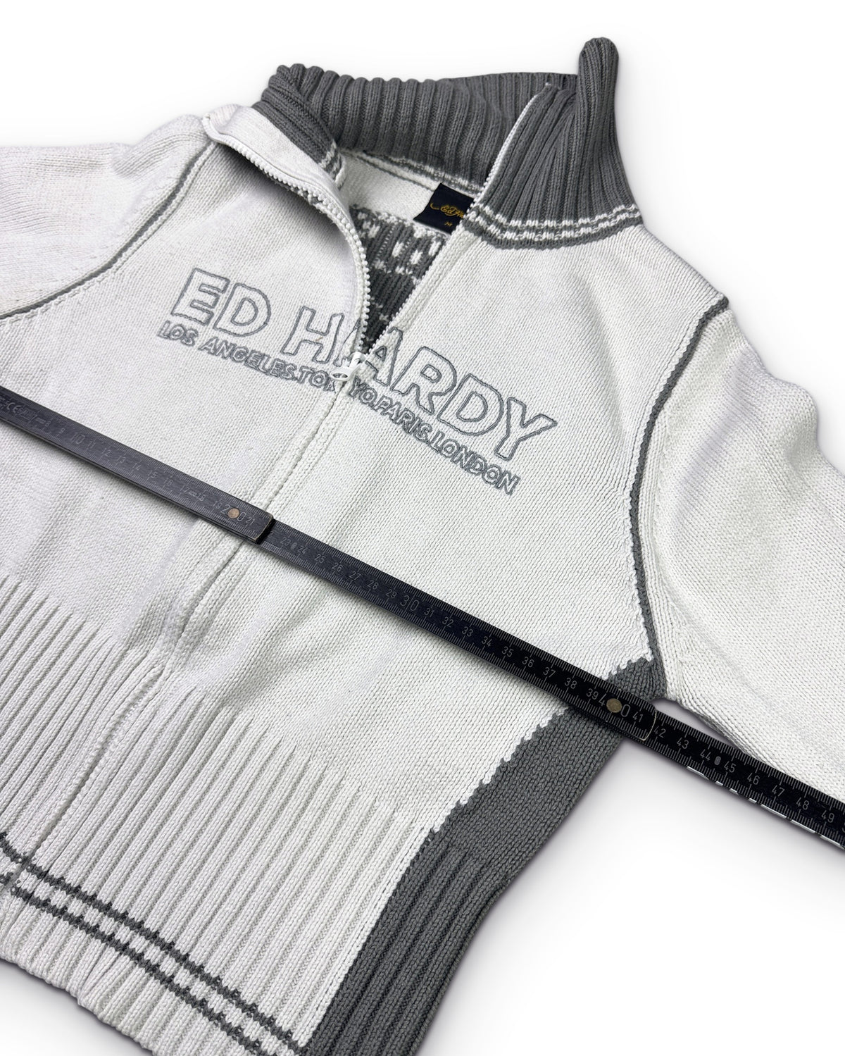 2000's Ed Hardy Cropped Knit Zip Jacket Women's (M) - Lennys Vintage
