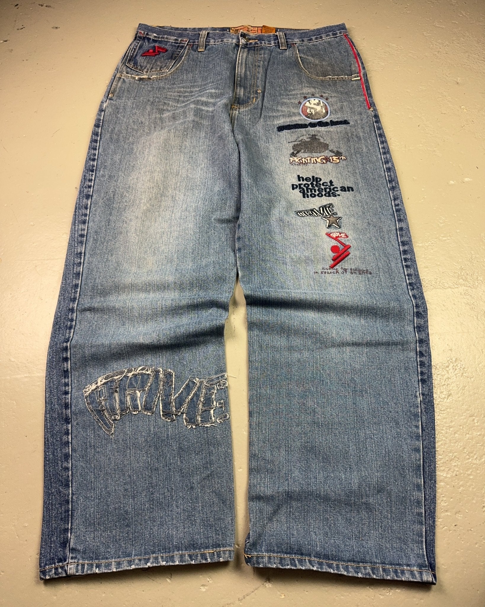 2000's Welcome to the hood Hip Hop Baggy Jeans *very rare 38x34 (XXL)