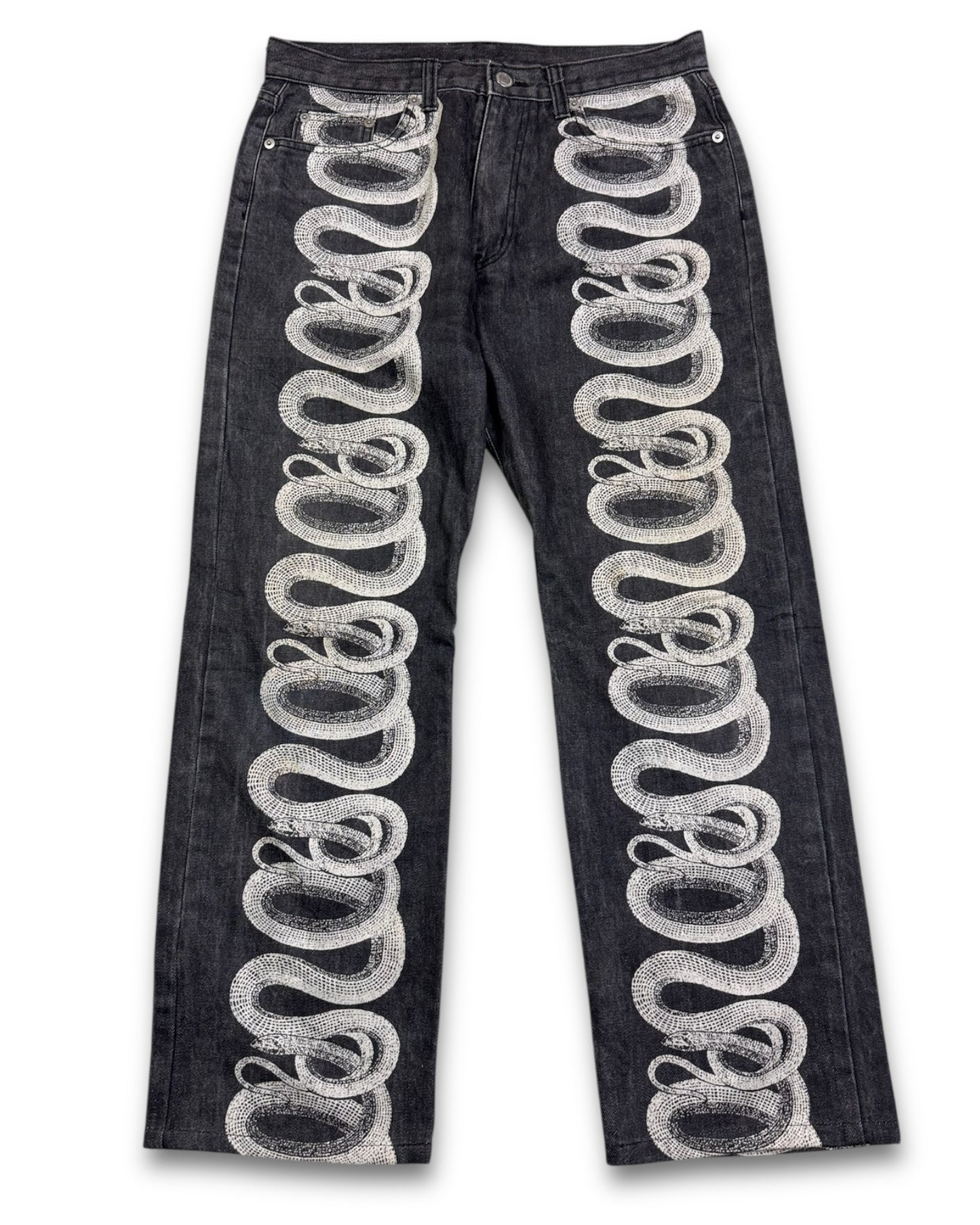 2000's Straight/Baggy Snake Design Jeans *rare 30x28 (M)
