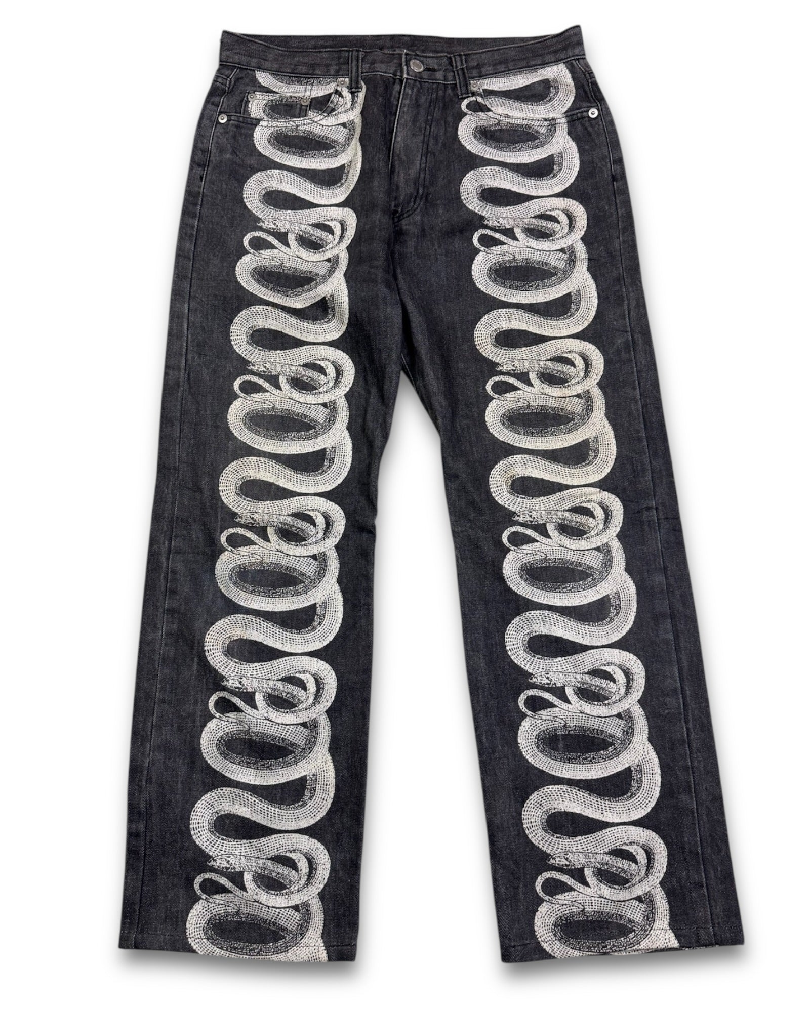 2000's Straight/Baggy Snake Design Jeans *rare 30x28 (M)