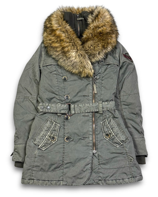 2000's Faux Fur Green Jacket Women's *rare (S)