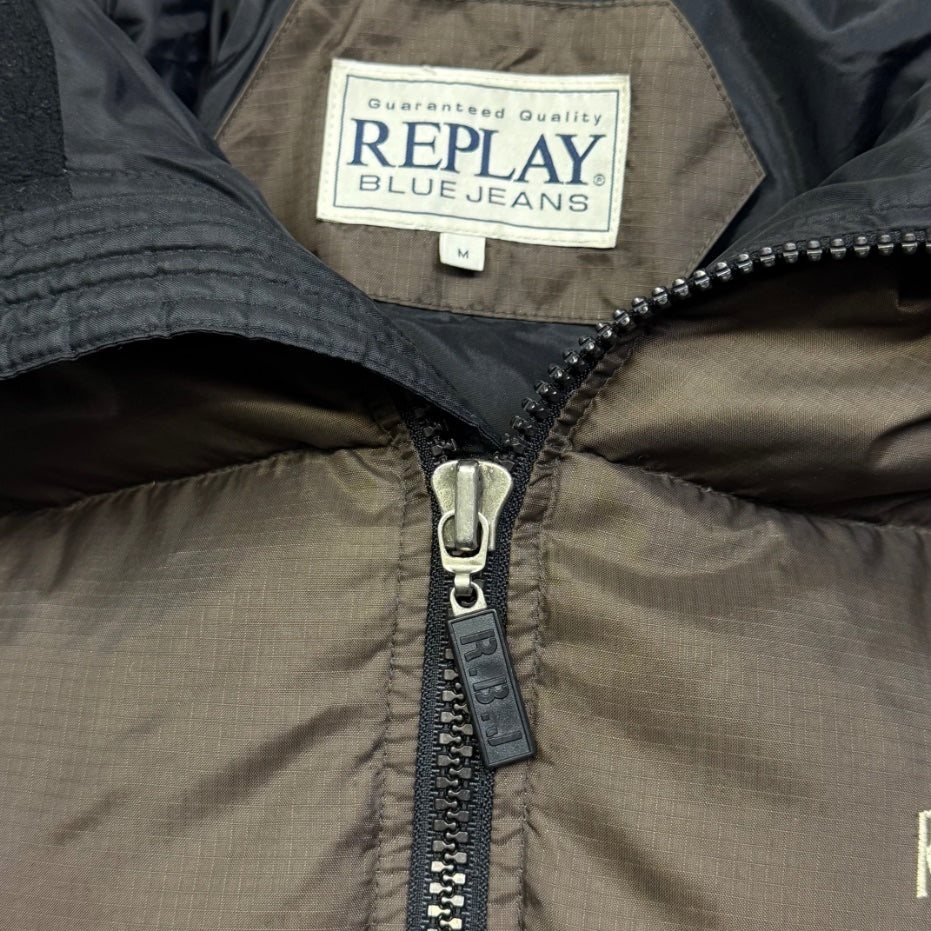 2000's Replay Blue Jeans Brown Puffer Jacket *rare (M)