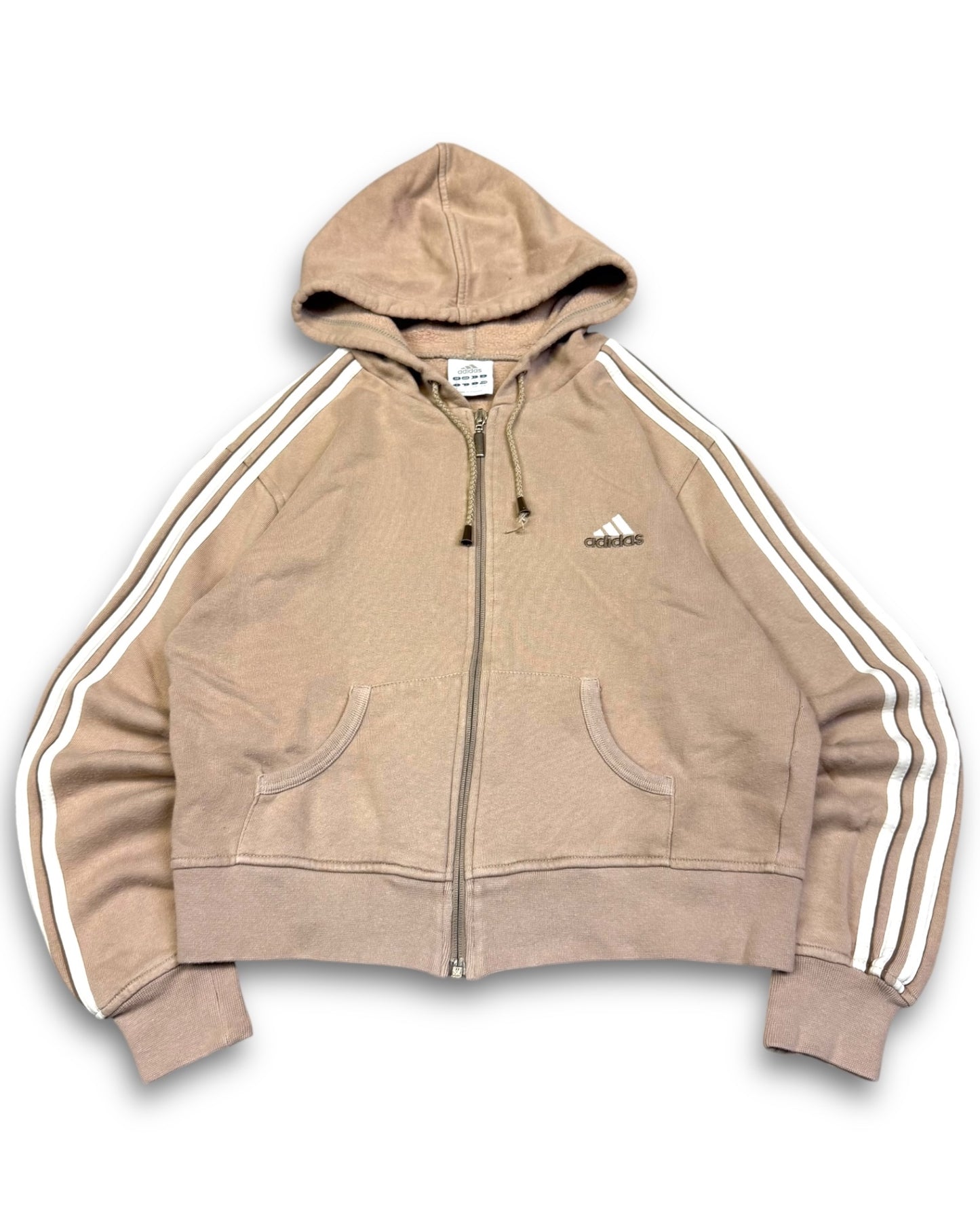 2000's Adidas Beige Cropped Zip Hoodie Women's *rare (L)
