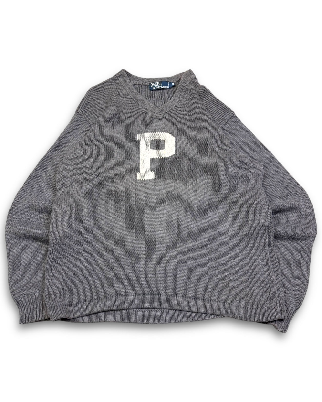 1990's Polo Ralph Lauren Gray Knit Sweatshirt *rare (L)