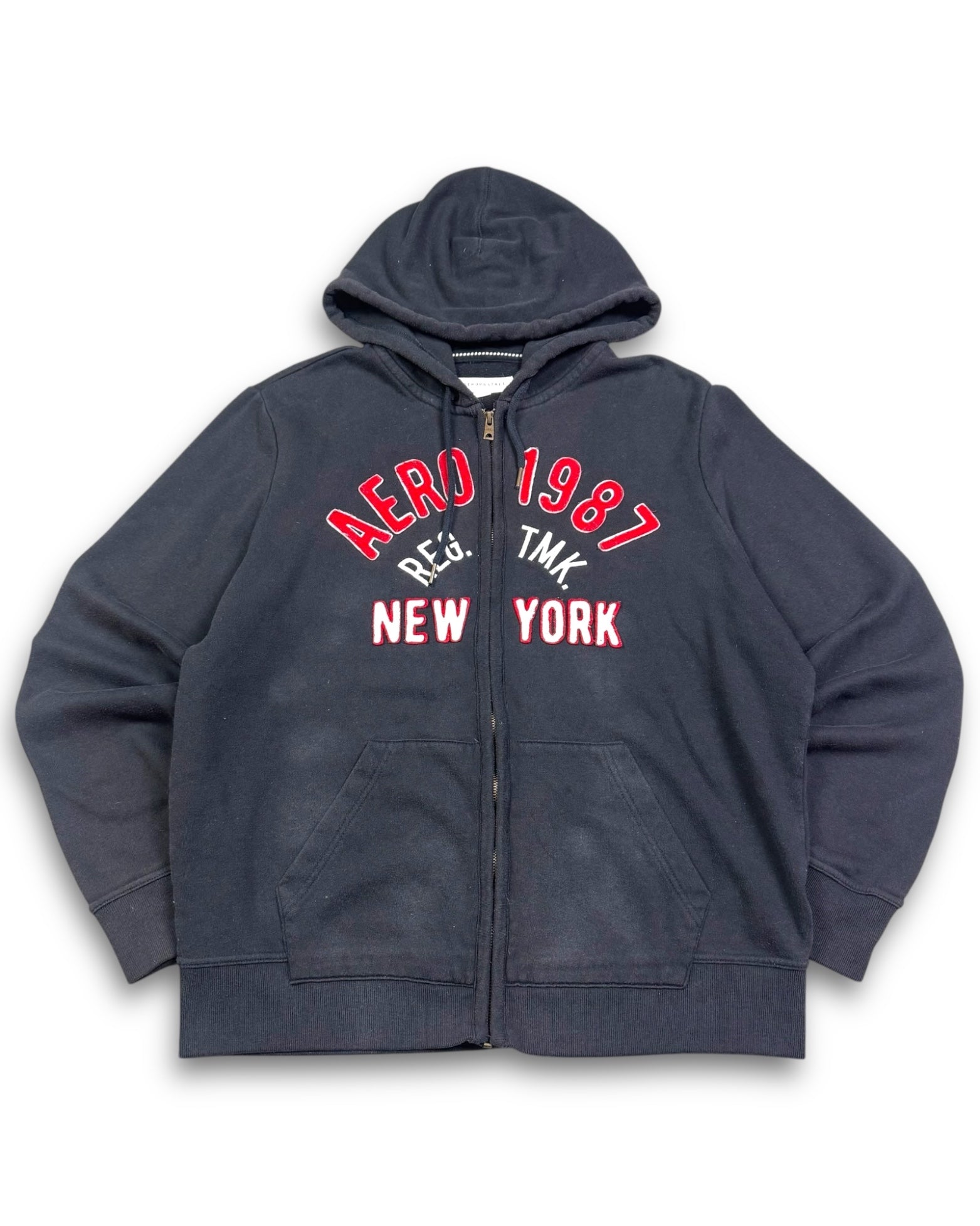 2000's Aeropostale Faded Navy Zip Hoodie * (L)