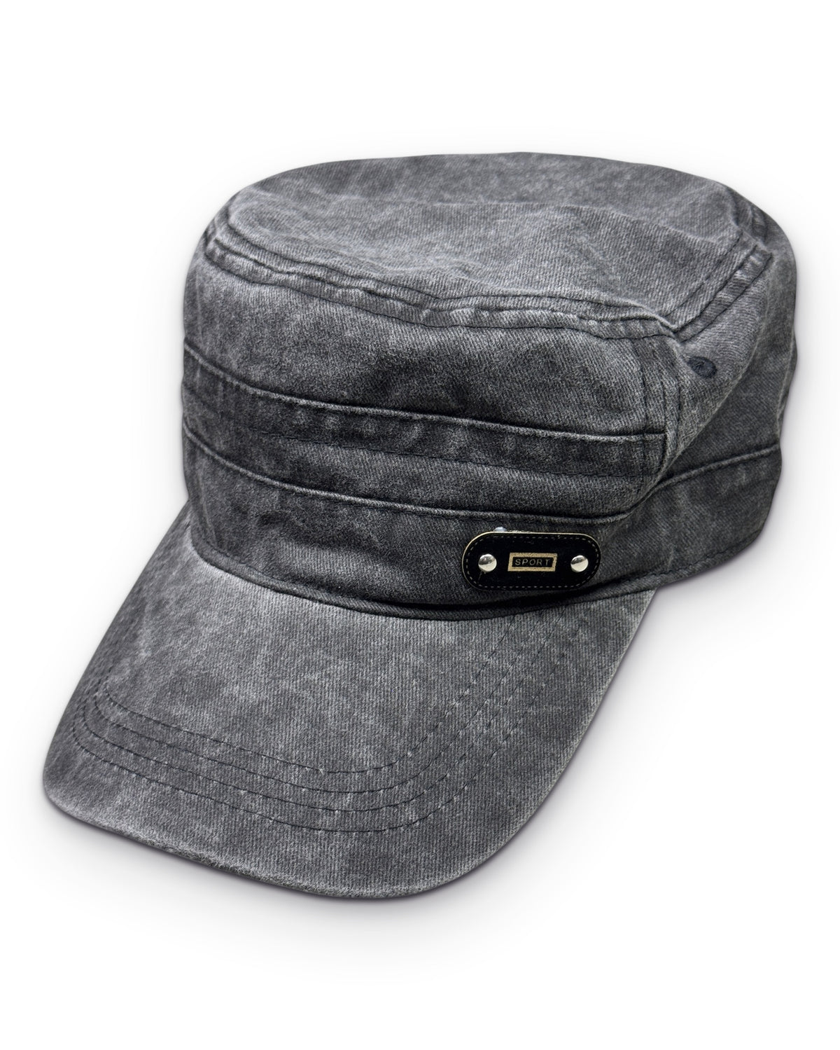 Washed Charcoal Military Cap - Lennys Vintage