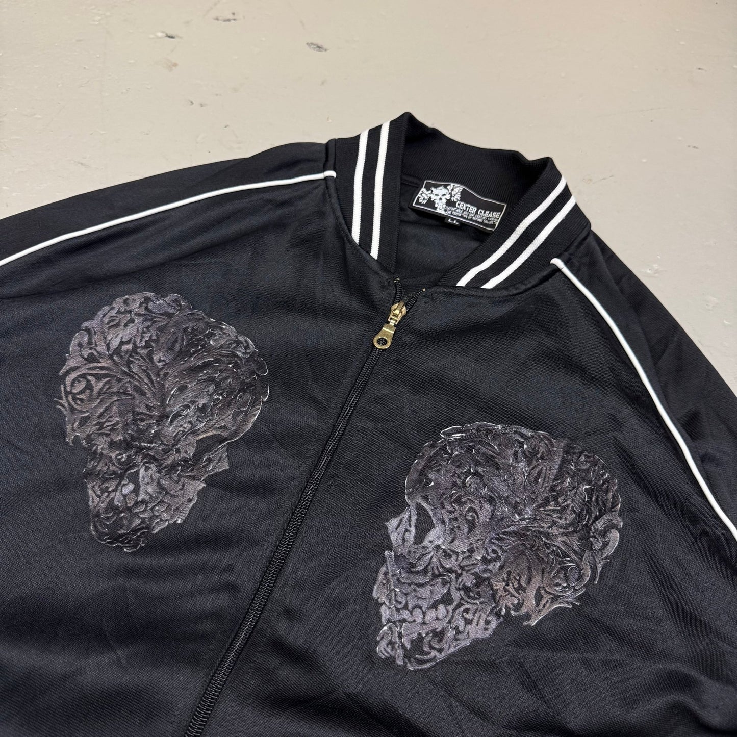 Y2K Center Clease Skull Track Jacket (L) - Lennys Vintage