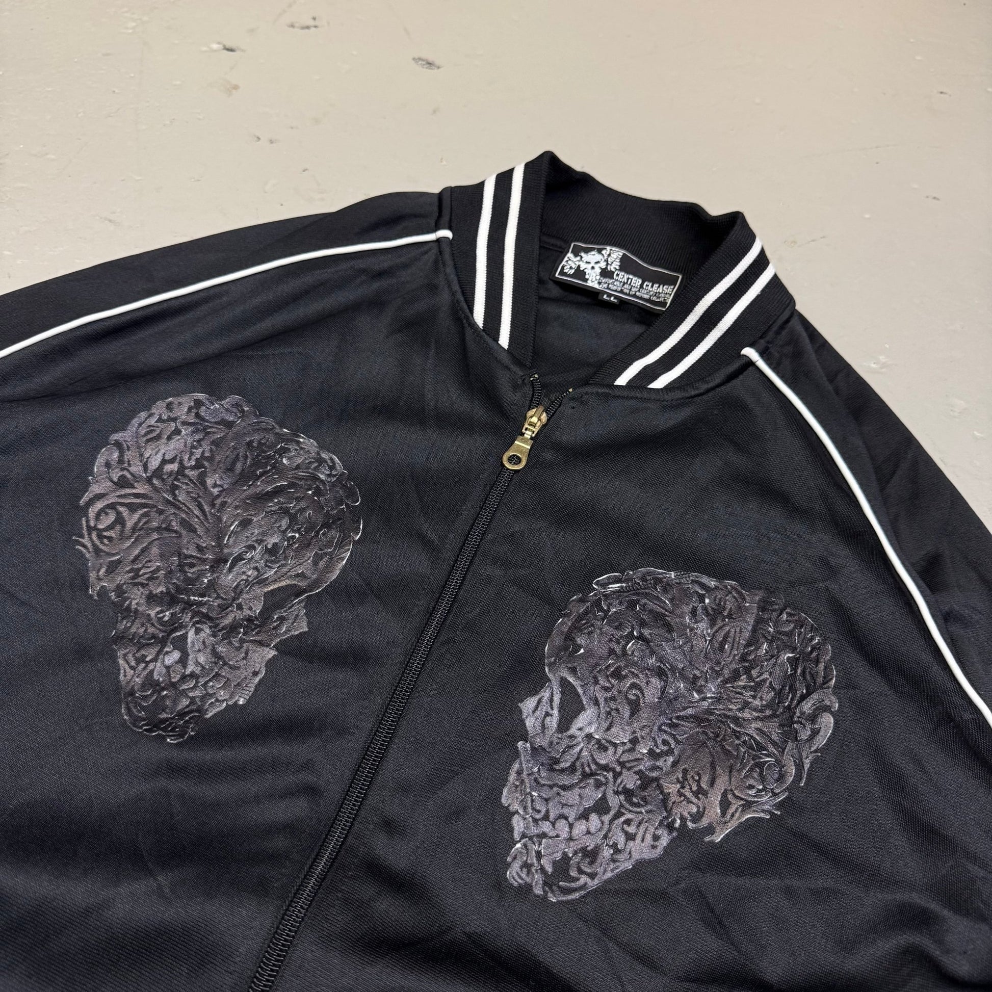 Y2K Center Clease Skull Track Jacket (L) - Lennys Vintage