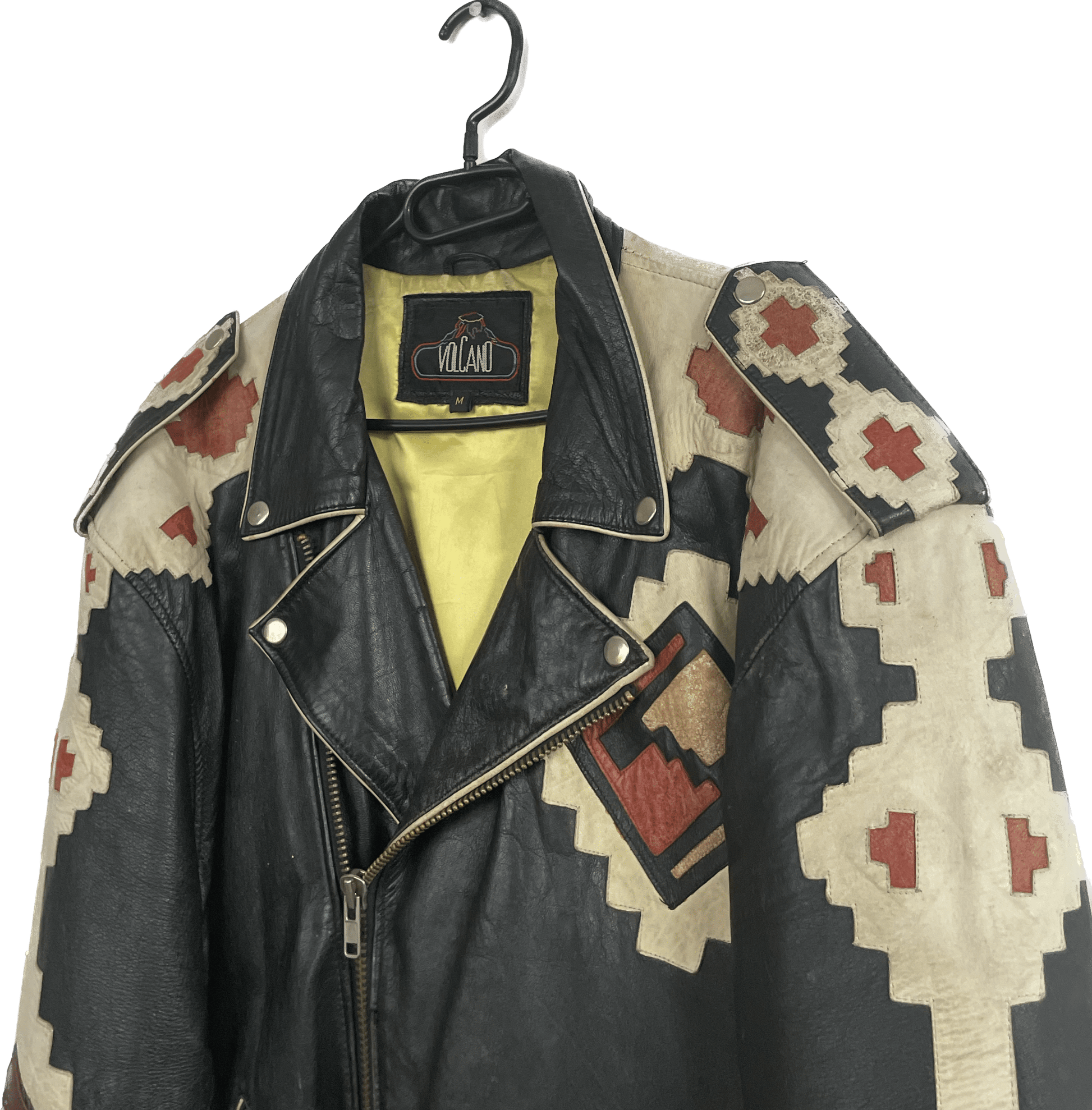 1980’s VOLCANO Native American Handmade Biker Leather Jacket *extremely rare (L) - Lennys Vintage